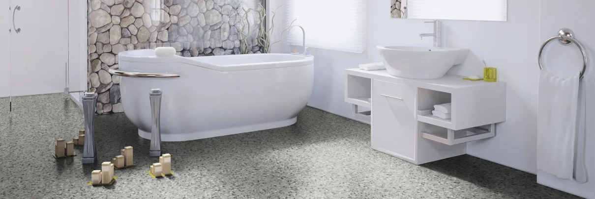 Badboden aus Vinyl-Rollenware