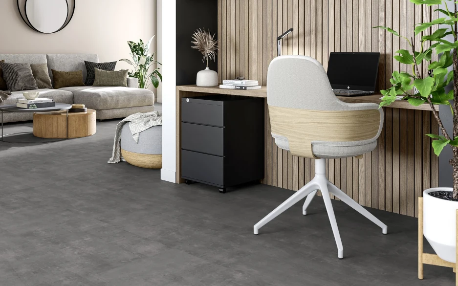 Fußboden in einem Homeoffice: Betonoptik