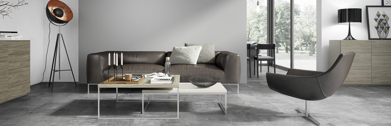 Wohnzimmerboden in Steinoptik