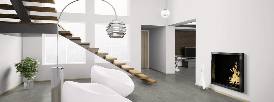 Beton-Vinylboden im Wohnzimmer