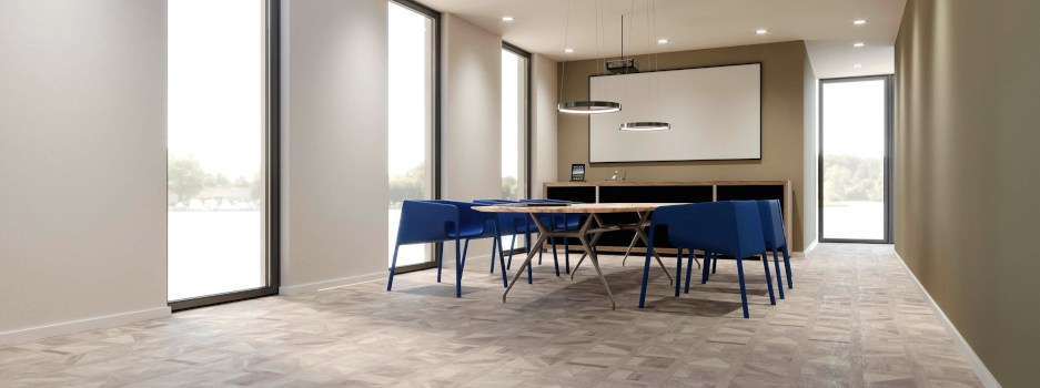 Designboden im modernen Esszimmer