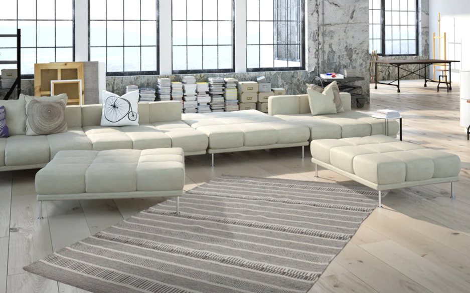 Wollteppich gewebt & gestreift